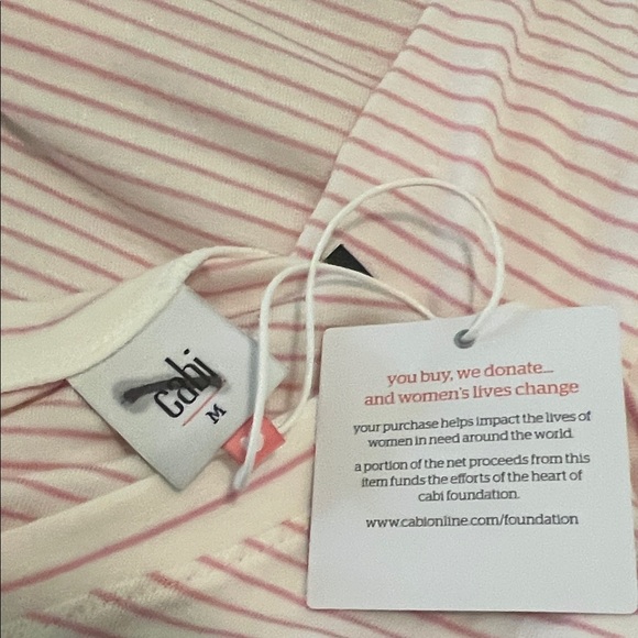 ( 0410) Cabi Light Pink and White Striped V-Neck Top - Picture 8 of 9